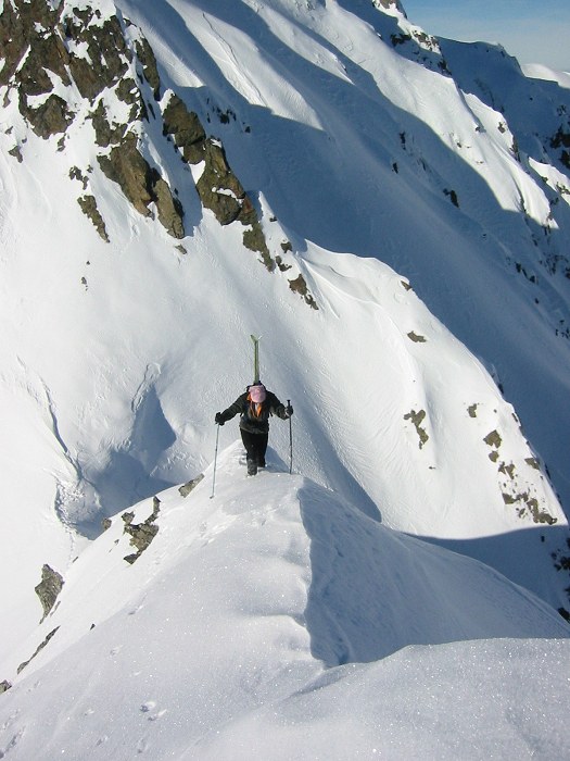 Entre la Brêche et le couloir : Sur l'arete entre la Brêche de Vallorin et le couloir Nord. Y'a du Gaz !