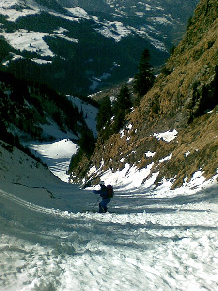 Fin du couloir Chauchefoin : la fin du couloir devient pénible à skier