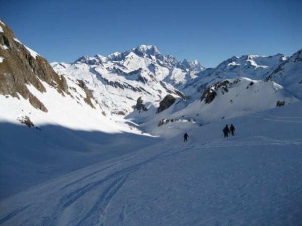 #7 combe de la Neuva : de l combe de la Neuva : de l'autre coté du col du Gd Fond la Pierra Menta cède la place au Mont Blanc
