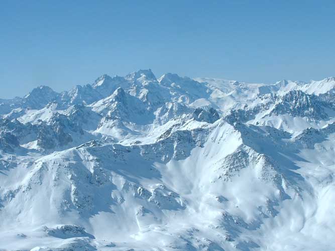 vue du sommet : Extrait panoramique prise du sommet du Mont thabor sur la Meige, le rateau, les aiguilles d'arves...