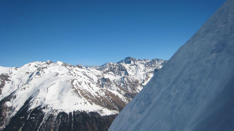 La Rosiere NE : belle vue sur la Muzelle dans la remontée au col de Baisse