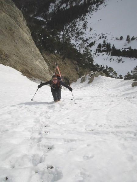 #1 pas du Fouilllet : Bertrand dans la montée dans le couloir d pas du Fouilllet : Bertrand dans la montée dans le couloir d'accès du pas du Fouillet