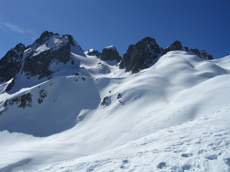 Au Col des Aiguillons : Vue du Glacier de Celliers, dernier glacier du massif de la Lauzière pour combien de temps?