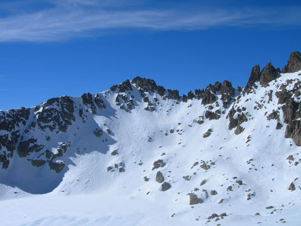 Versant E de la Maniccia : Le couloir depuis le sommet a été skié récemment