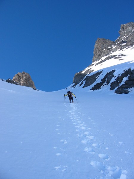 Romu trace dans le couloir : Dans le couloir final vers 3500m