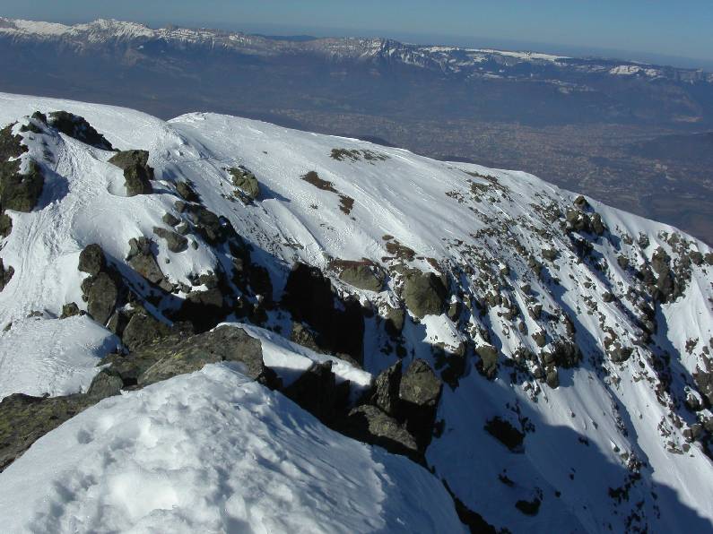 Haut de la face Nord : Il n'y a pas beaucoup de neige!