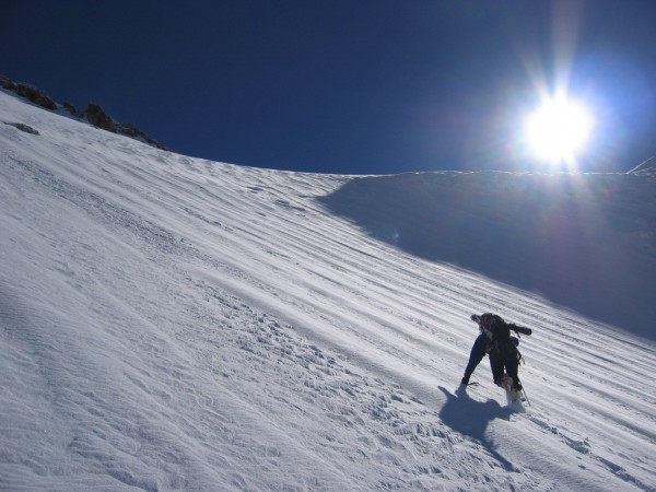 Grands Couloirs : La partie raide des Grands Couloirs vers 3500 m (mode anti-nimp-penchage)