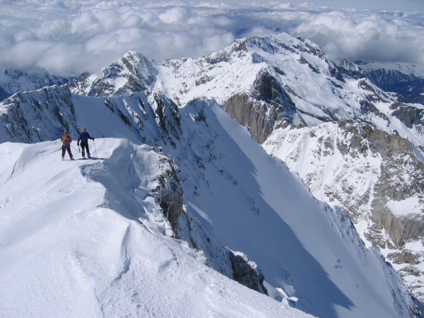 Petite face N : Le haut de la petite face N de la Grande Casse depuis le sommet (pour DZ)