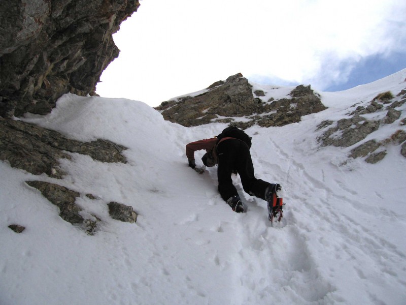 #3 Col du Midi couloir Nord-Ouest : Descente un peu plus délicate sous le col. Col du Midi couloir Nord-Ouest : Descente un peu plus délicate sous le col.