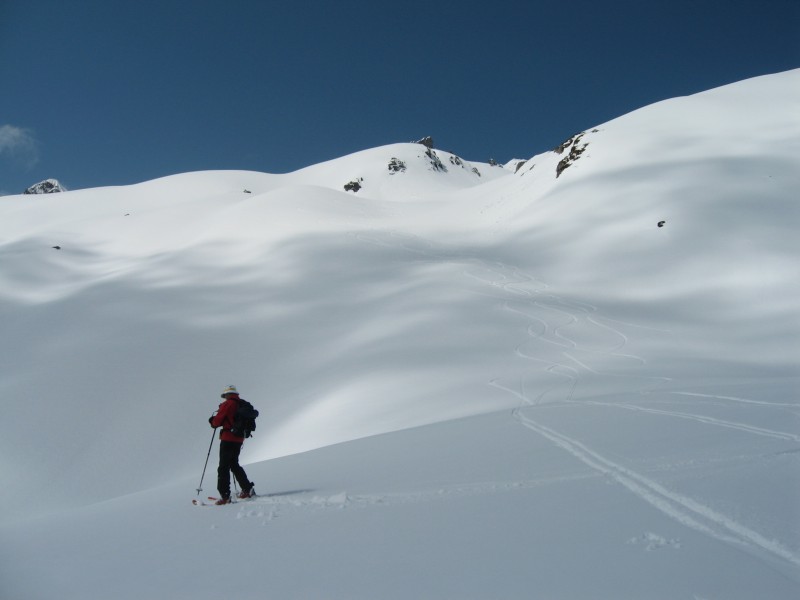 la combe des Plans : finalement c'est ici que c'est le mieux à skier et sans danger.