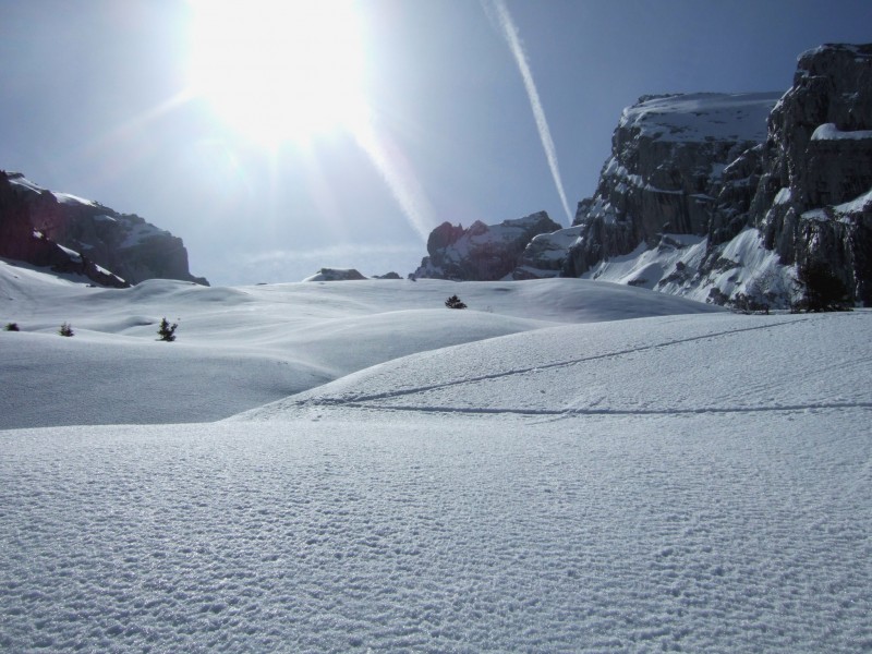 #3 Chombas Pré aux chèvres : en montant dans la combe de Chombas: neige molle (pas de regel nocturne) Chombas Pré aux chèvres : en montant dans la combe de Chombas: neige molle (pas de regel nocturne)
