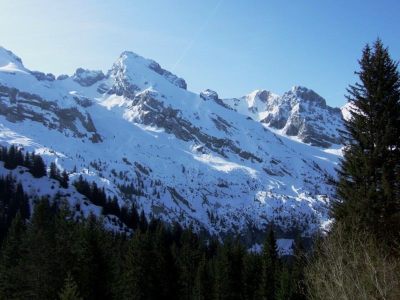 #2 Chombas Pré aux chèvres : Face Ouest du Mt Charvet vue du colde Borneronde Chombas Pré aux chèvres : Face Ouest du Mt Charvet vue du colde Borneronde