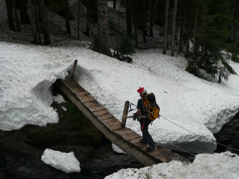 #18 Petit pont de bois : Après 1h30 de galères dans la forêt, on retrouve le seul pont franchissant la Grouse Creek. Petit pont de bois : Après 1h30 de galères dans la forêt, on retrouve le seul pont franchissant la Grouse Creek.