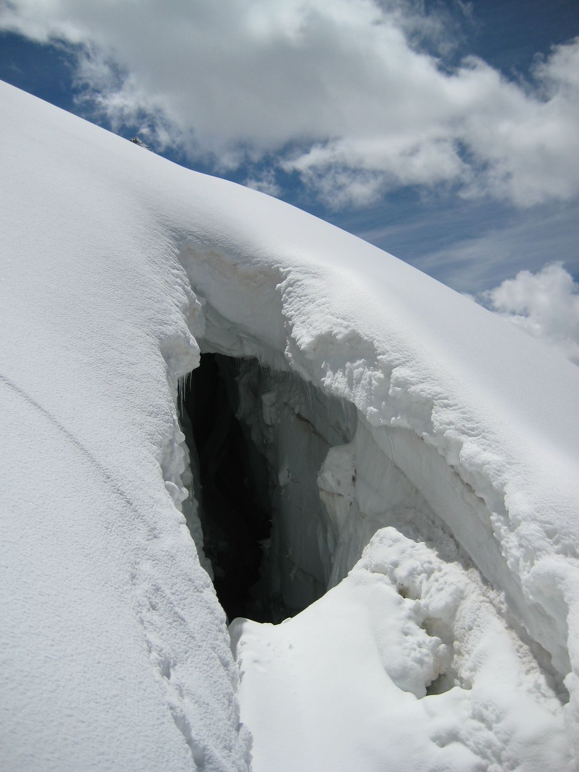 #1 Crevasse : Pas de crevasse rencontrée à part cette belle ouverture très facilement évitable Crevasse : Pas de crevasse rencontrée à part cette belle ouverture très facilement évitable