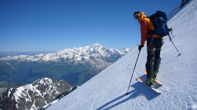 descente : Laurent et le Mont Blanc