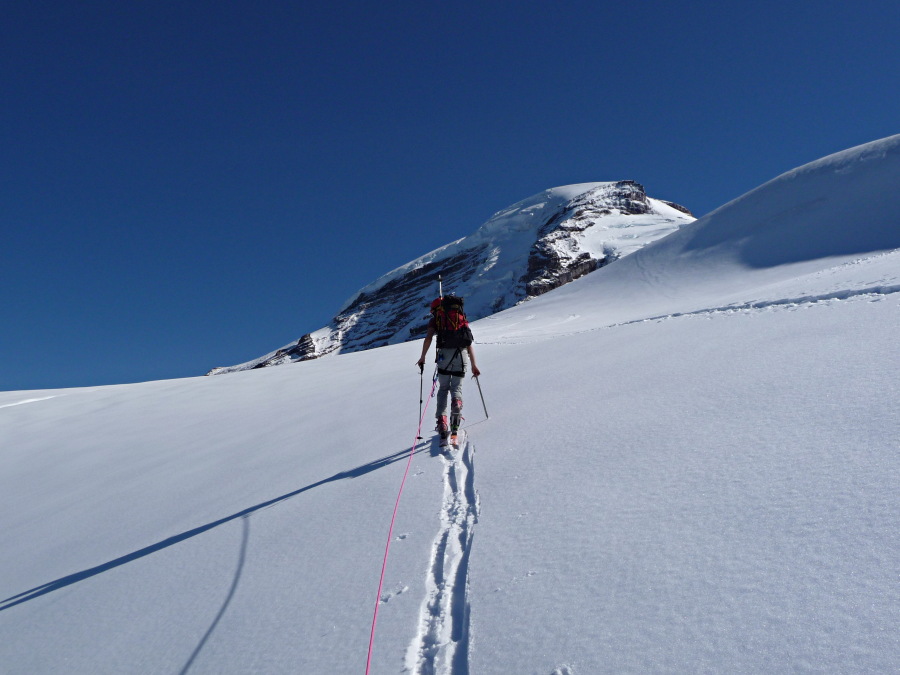 Coleman Glacier : On s'encorde pour certains passages qui ne poseront pas de problème