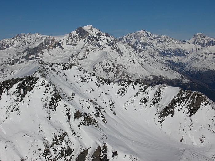 #7 Cime du Grand Vallon : Face SE de la Belle Plinier, Dent Parrachée, Grande Casse, Grande Motte. Cime du Grand Vallon : Face SE de la Belle Plinier, Dent Parrachée, Grande Casse, Grande Motte.