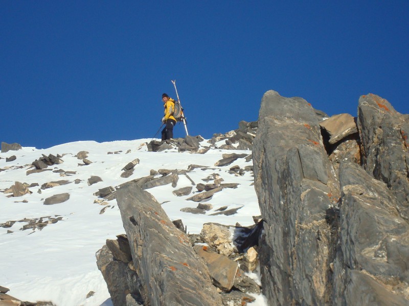 Pic du Mas de la Grave : avant le sommet, passage en neige très dur