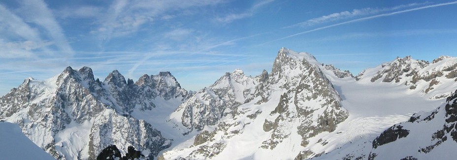 Glacier noir, Glacier Blanc : Vue sur le glacier Noir et le Glacier Blanc depuis les Agneaux