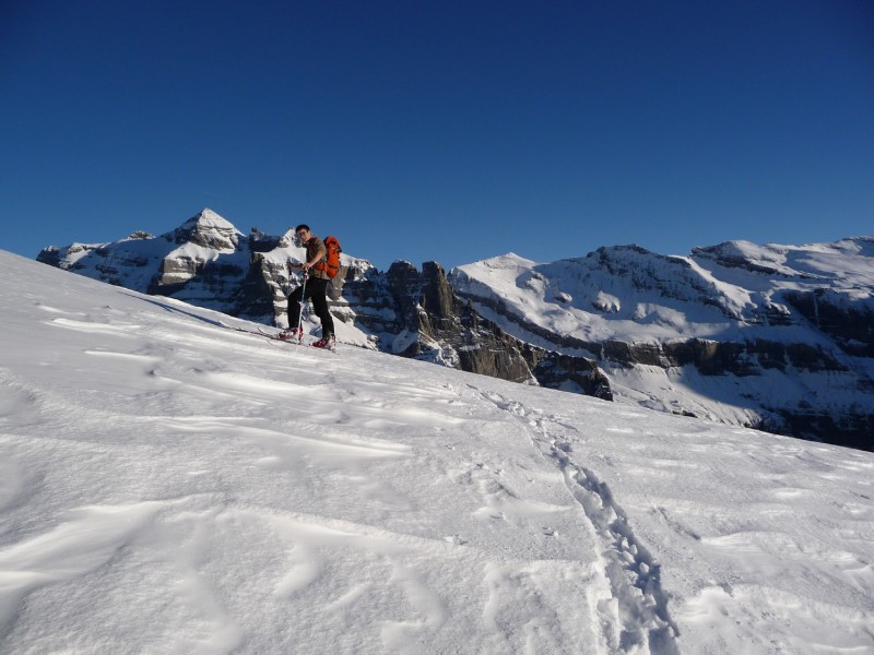 Vallon de Salvadon : Arrivée sur la crête devant le Tenneverge avec le soleil de fin d'après-midi