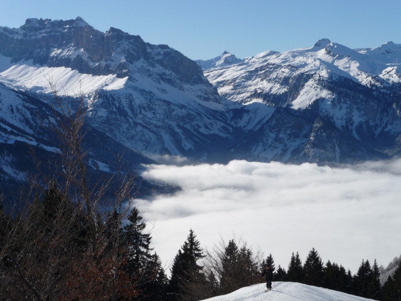 Pointe de Sans Bet : On sort de la forêt en dessus du brouillard