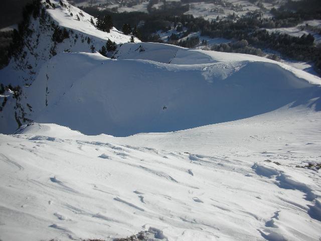 #1 Tete de l Tete de l'Adroit : Le départ du couloir, on voit mes traces, de là ou nous avons observés..on a renoncé .