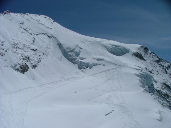 Mont Pourri : Le haut de l'itinéraire bien tracé ce jour.