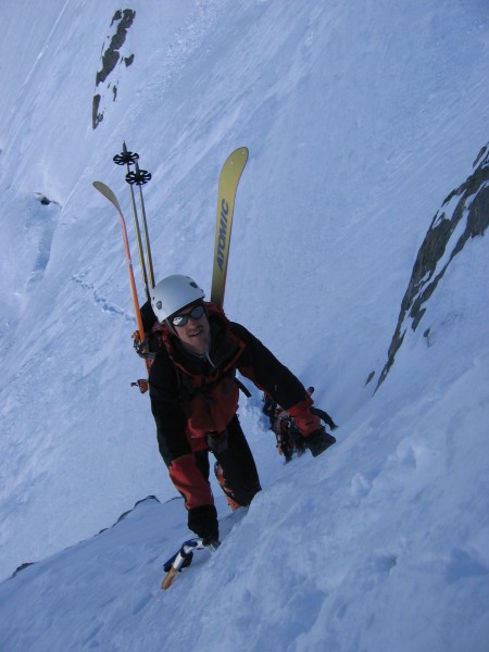 Echarpe rive gauche : Jeroen dans l'écharpe rive gauche en bas du couloir : raide et expo