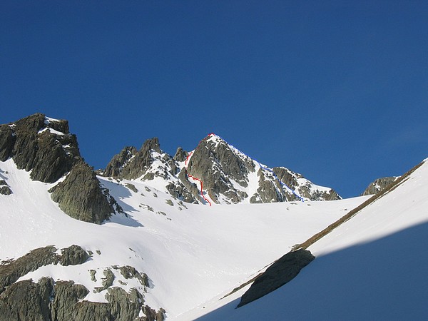 #3 itineraire villonet : En rouge la montée en bleu la descente itineraire villonet : En rouge la montée en bleu la descente