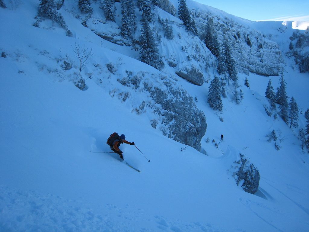 Yann : dans la partie haute du couloir NO, Yann à l'attaque