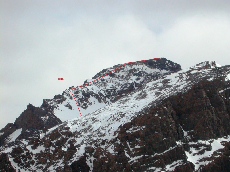 #6 Variante Toubkal par l Variante Toubkal par l'arete W : L'acces au Toubkal par l'arete ouest vu du Tizi Afella