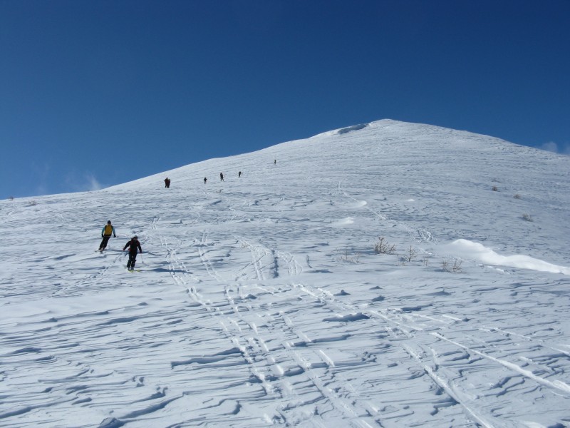#4 La pente sommitale : neige dure et soufflée mais ça passe bien La pente sommitale : neige dure et soufflée mais ça passe bien