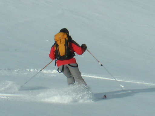 #1 descente de l descente de l'Arclusaz : bonne neige dans le vallon... là où ça ne touche pas!