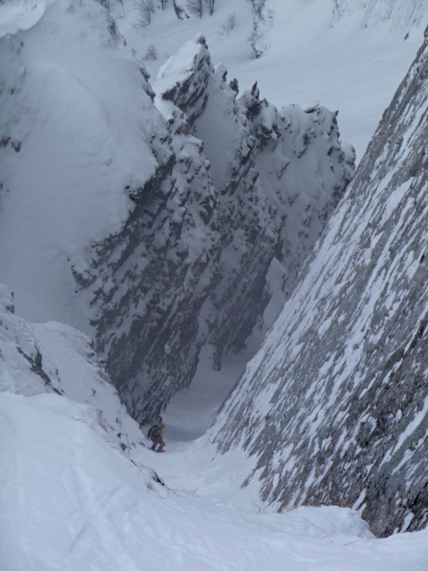 Grande Faille : NIW en plein passage de ski-piolet