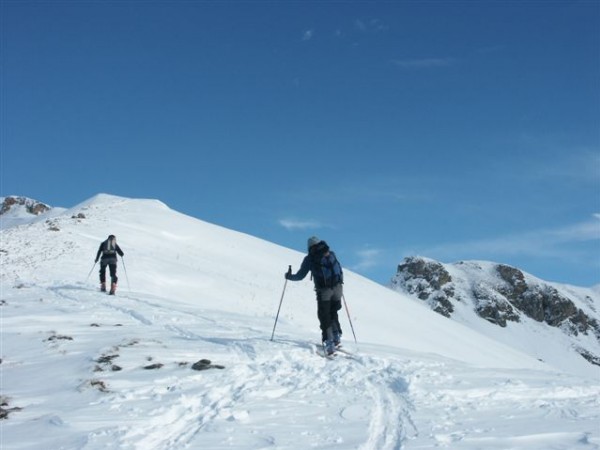#1 Cîme du Lancheton : Val et Jean-Louis sur la croupe de montée. Cîme du Lancheton : Val et Jean-Louis sur la croupe de montée.