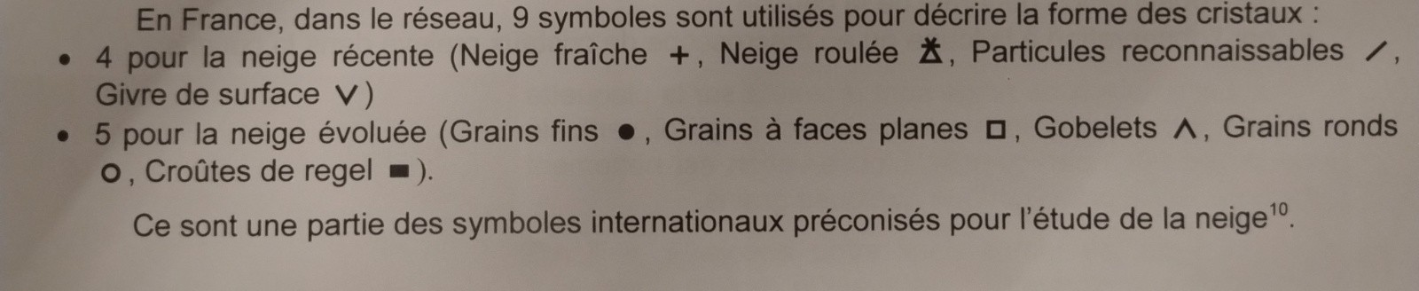 #10 Signification des symboles du profil Signification des symboles du profil