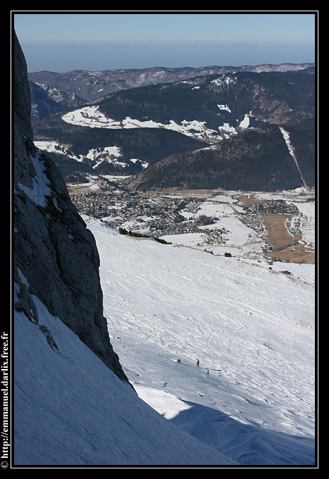 Lavue en direction de Villard : Lavue en direction de Villard de Lans depuis le pied
du couloir