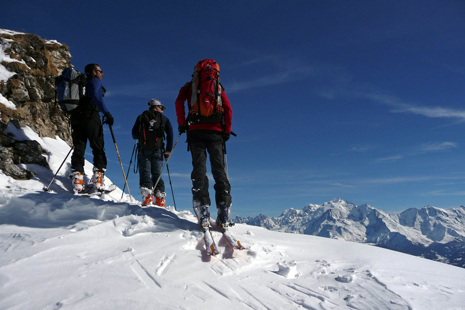 Combe des Nants : Pause contemplative ... et surtout repérage du haut du couloir Sud des Nants ...