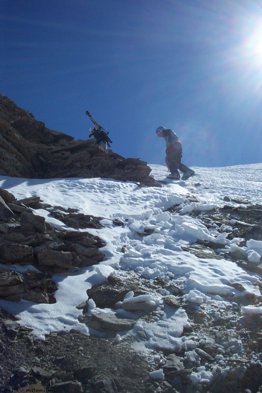 Sortie du couloir N : La sortie a été pelée, et on termine dans du mixte pourri