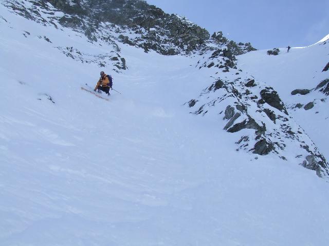 chaborgne, couloir N : Thomas dans le haut du couloir N