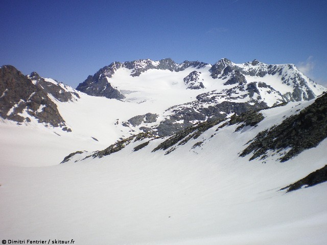#11 glacier de Chavière : d glacier de Chavière : d'où je viens: cirque St Pères/Péclet/Gébroulaz, depuis le col Chavière-Bonmartin