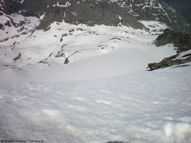 #14 depuis la brèche : je rechausse plus bas pour dune belle descente sur le Glacier d depuis la brèche : je rechausse plus bas pour dune belle descente sur le Glacier d'Arbéron