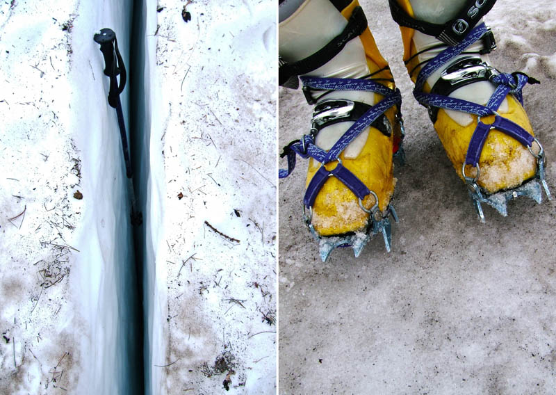 #10 Ghilié : On se croirai sur un glacier avec des crevasses et la galce que les crampons alu ne pénètrent pas. Ghilié : On se croirai sur un glacier avec des crevasses et la galce que les crampons alu ne pénètrent pas.