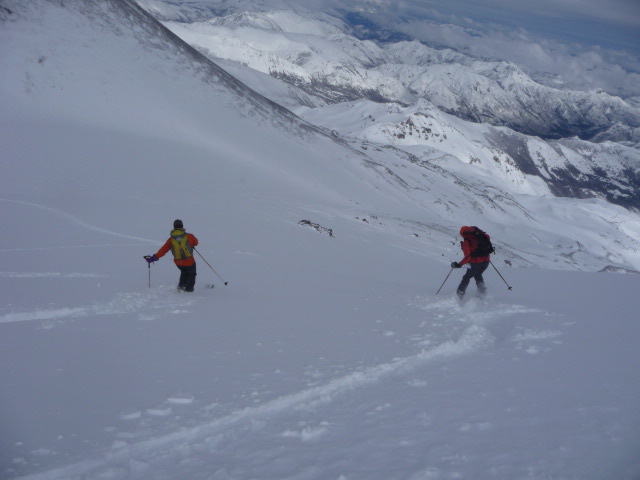 Départ du sommet : Début de descente en super poudreuse