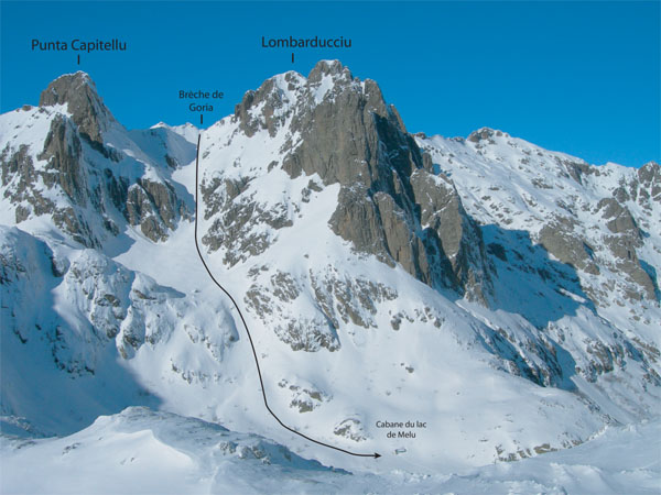 #2 Couloir de Goria-Capitello : Le couloir de descente qui part de la brèche de Goria Couloir de Goria-Capitello : Le couloir de descente qui part de la brèche de Goria