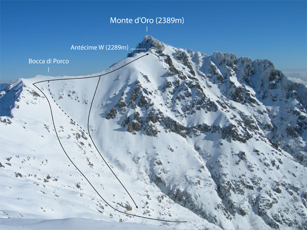 #1 Monte d Monte d'Oro : L'itinéraire pour le Monte d'Oro (arrêt ce jour sur l'antécime W).