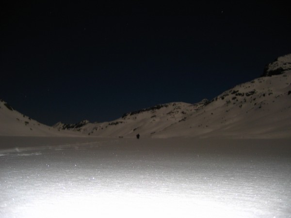 Lac du Cos : 23h33 : traversée du lac du Cos