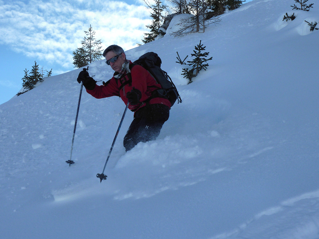 #1 Première descente du jour : Patrice dans la descente sur le vallon du Gargot Première descente du jour : Patrice dans la descente sur le vallon du Gargot