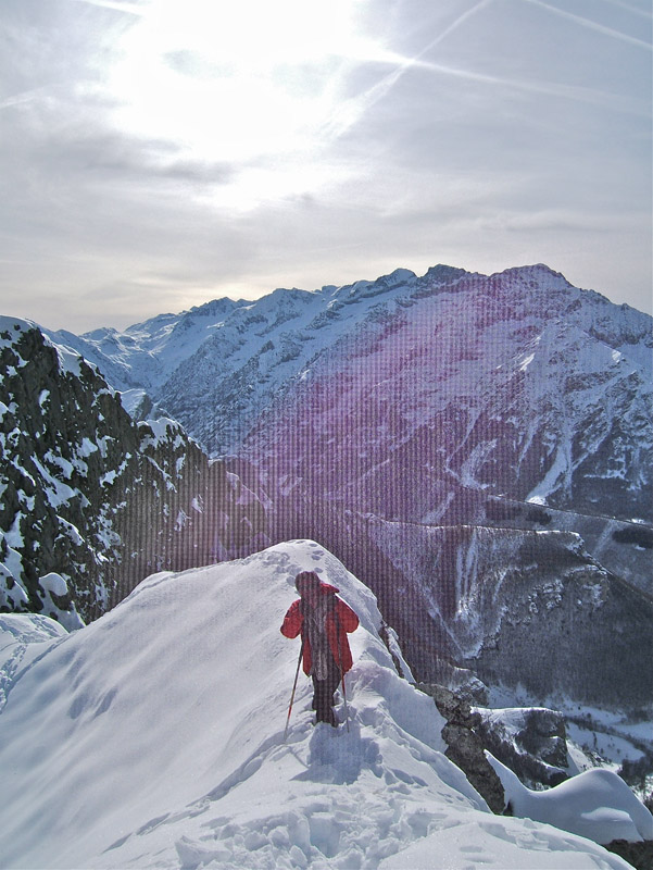 Punta Del Van : Moi sur une crête aérienne avec en fond l'Aiera.