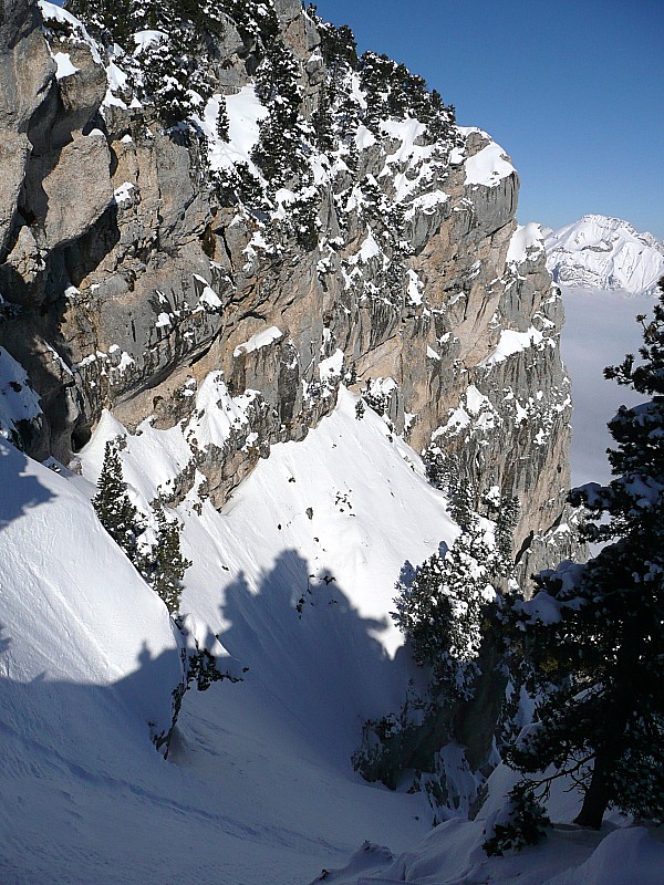 Entrée du couloir : Qualité de neige un peu decevante ce jour dans le couloir